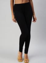 Lycra Cotton Black Casual Wear Plain Leggings